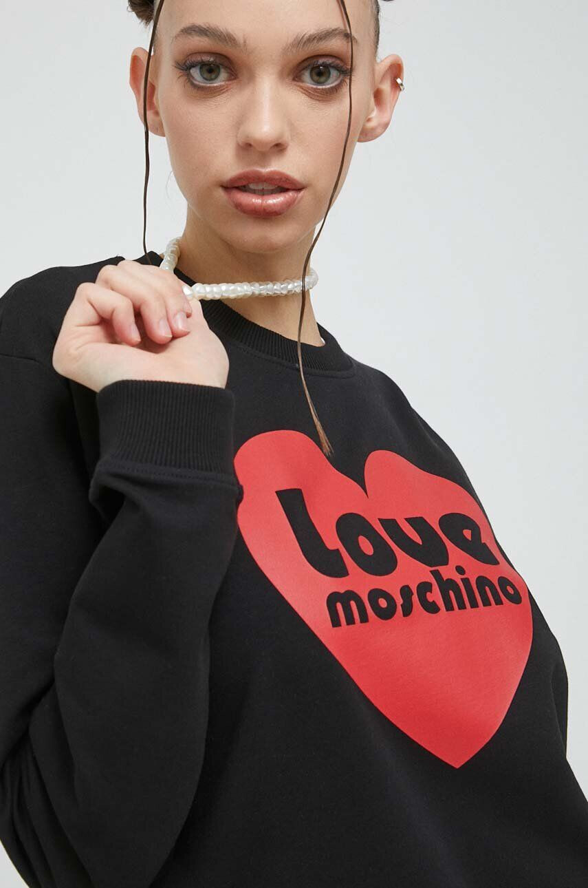 Love Moschino Mikina dámska čierna farba s potlačou - Pepit.sk