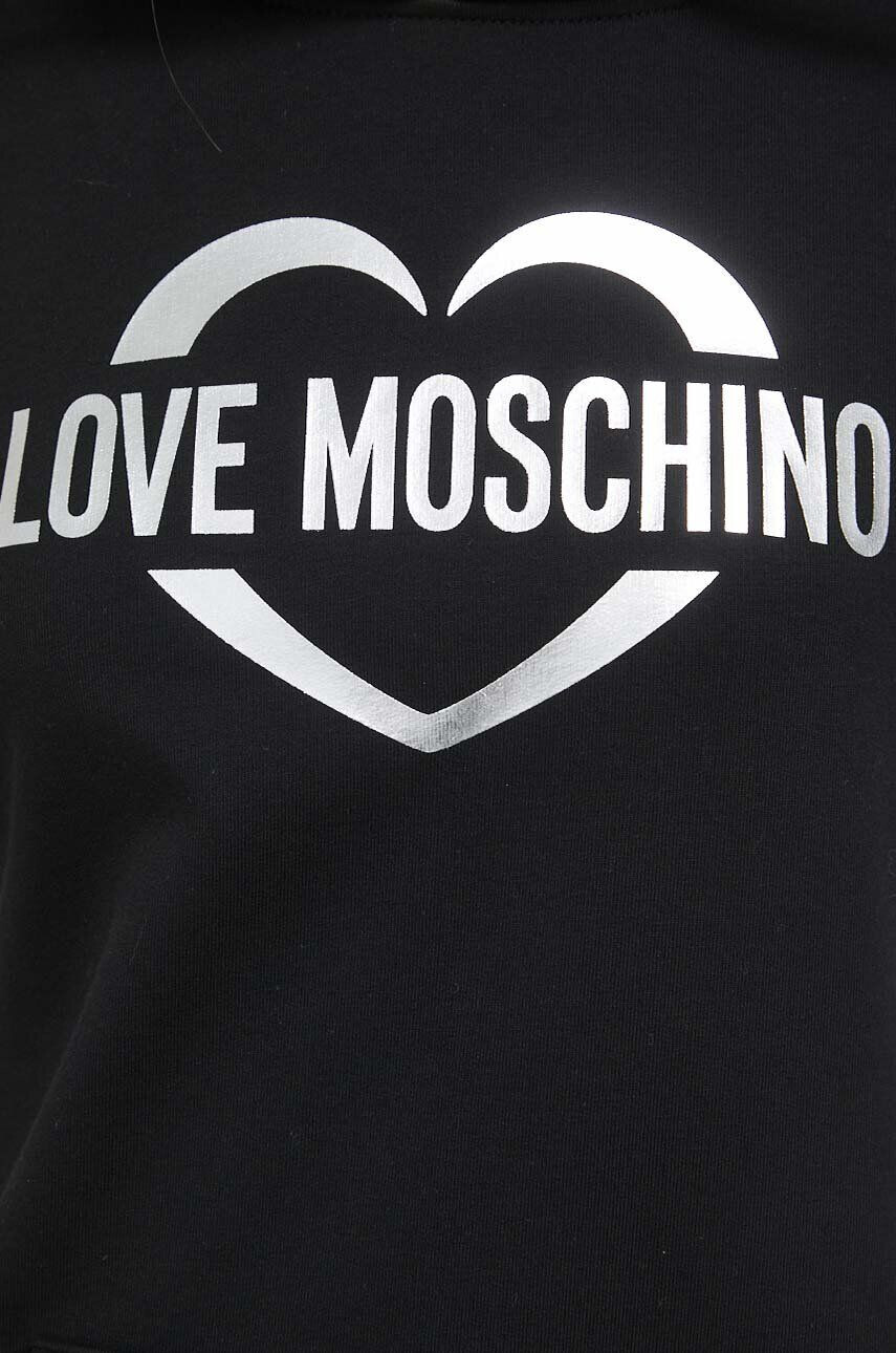 Love Moschino Mikina dámska čierna farba s kapucňou s potlačou - Pepit.sk