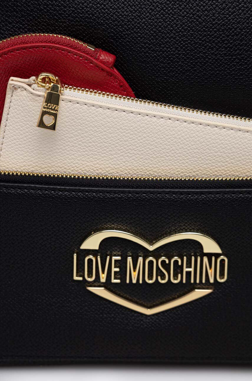 Love Moschino Ruksak dámsky čierna farba malý s nášivkou - Pepit.sk