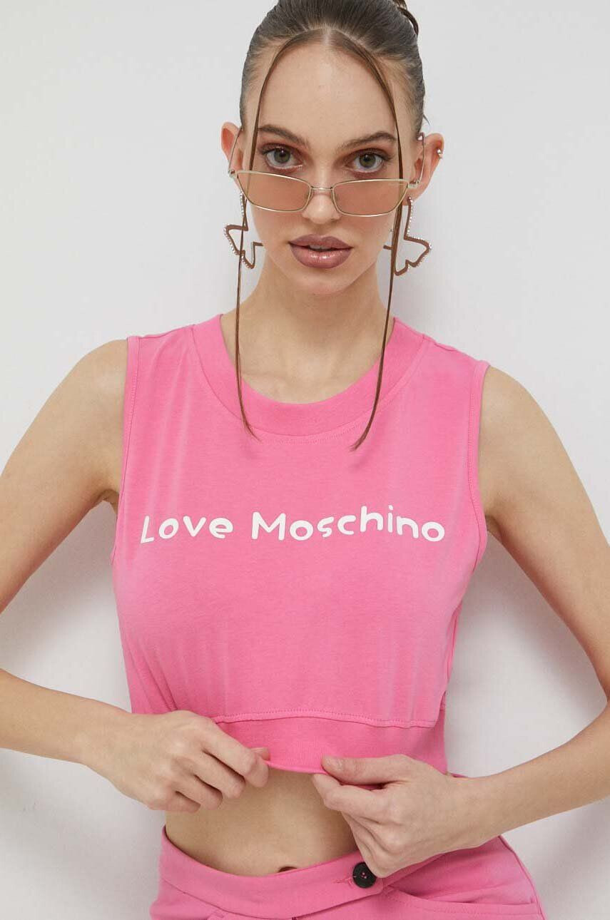 Love Moschino Top dámsky ružová farba - Pepit.sk