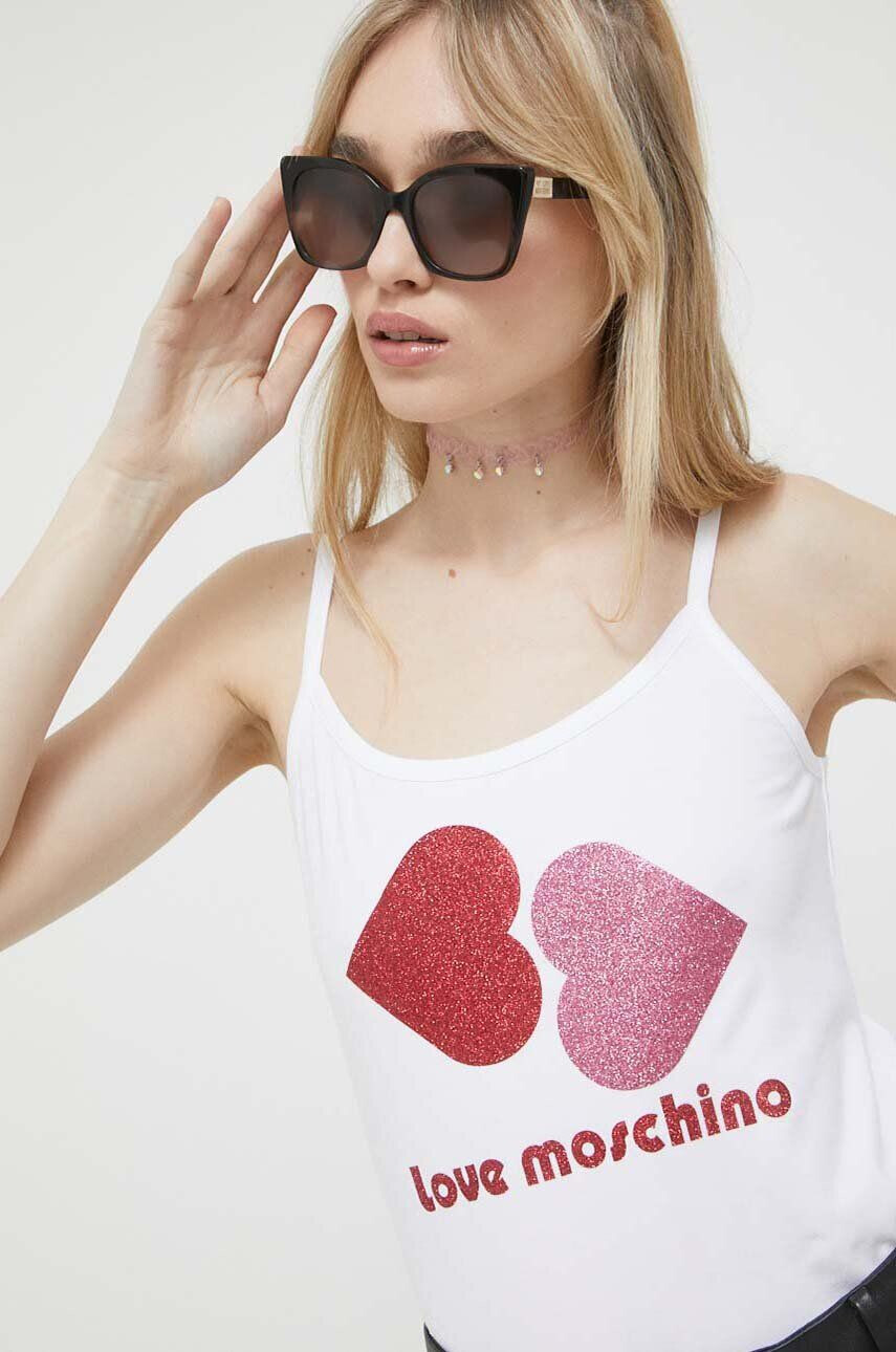 Love Moschino Top dámsky biela farba - Pepit.sk