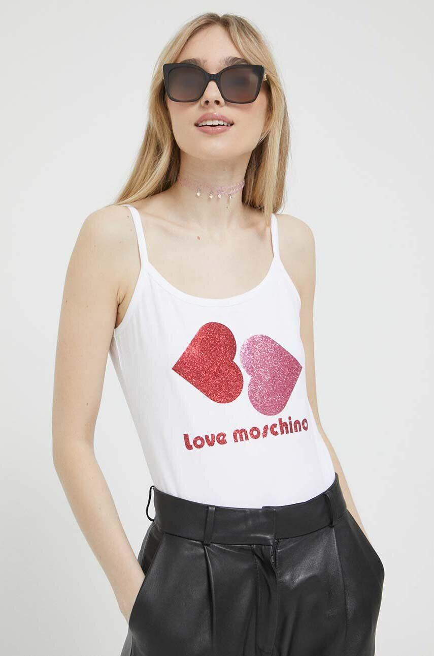 Love Moschino Top dámsky biela farba - Pepit.sk