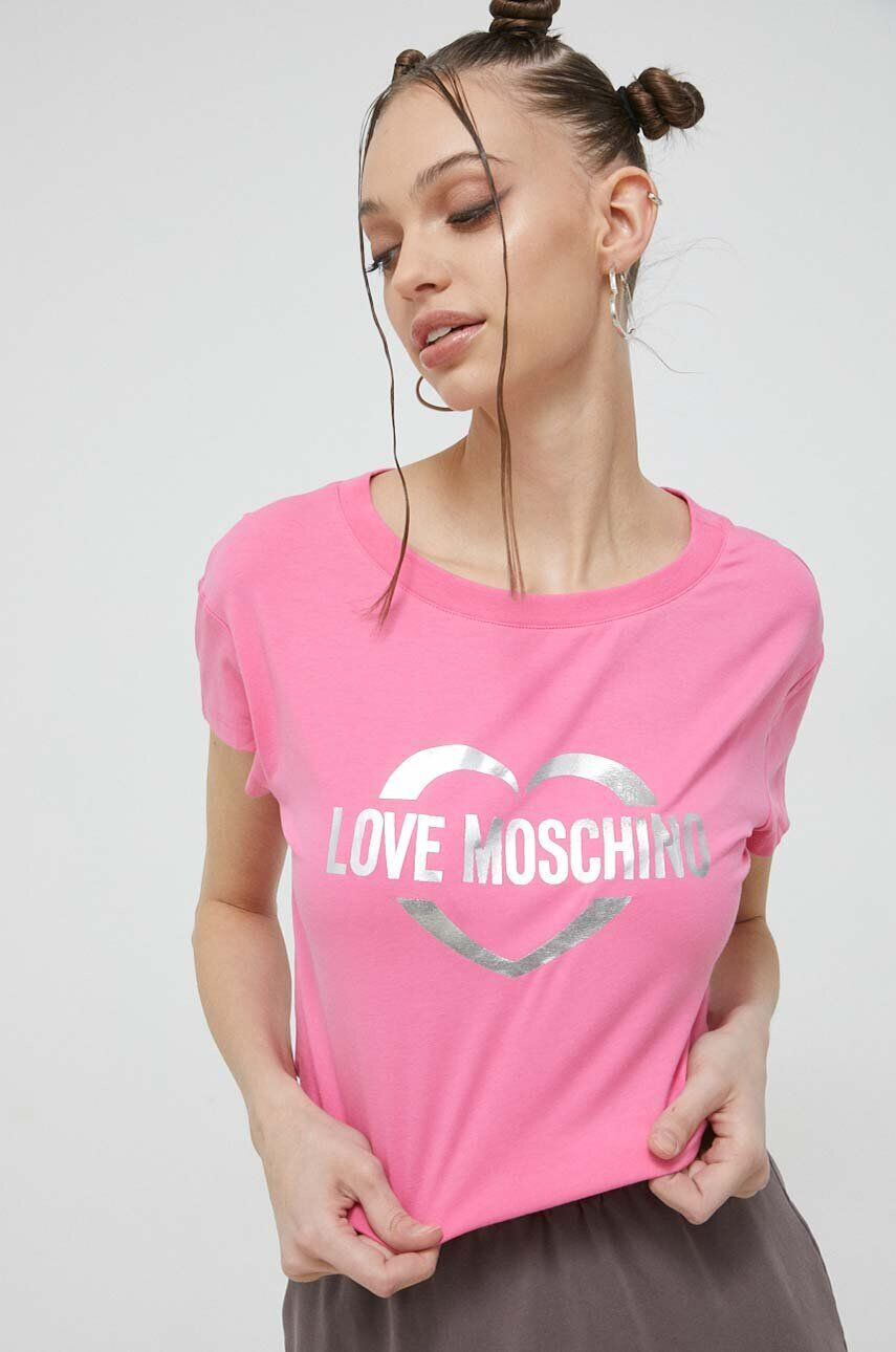 Love Moschino Tričko dámsky biela farba - Pepit.sk