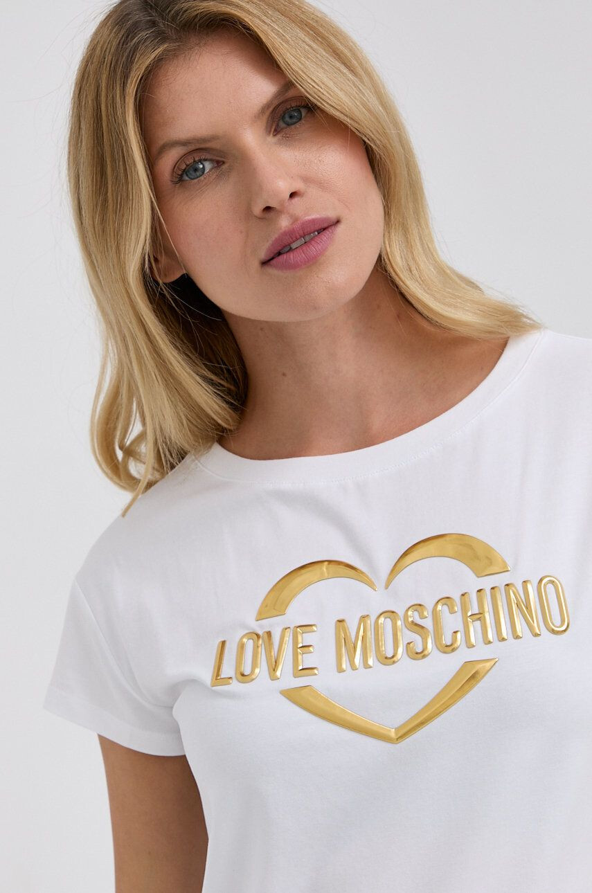 Love Moschino Tričko dámsky biela farba - Pepit.sk