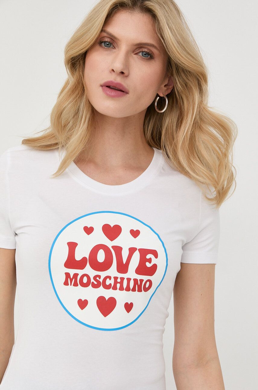 Love Moschino Tričko dámsky biela farba - Pepit.sk