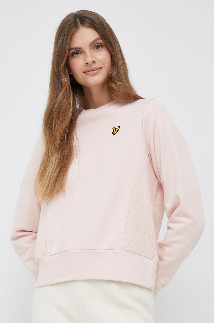 Lyle & Scott Bavlnená mikina dámska ružová farba jednofarebná - Pepit.sk