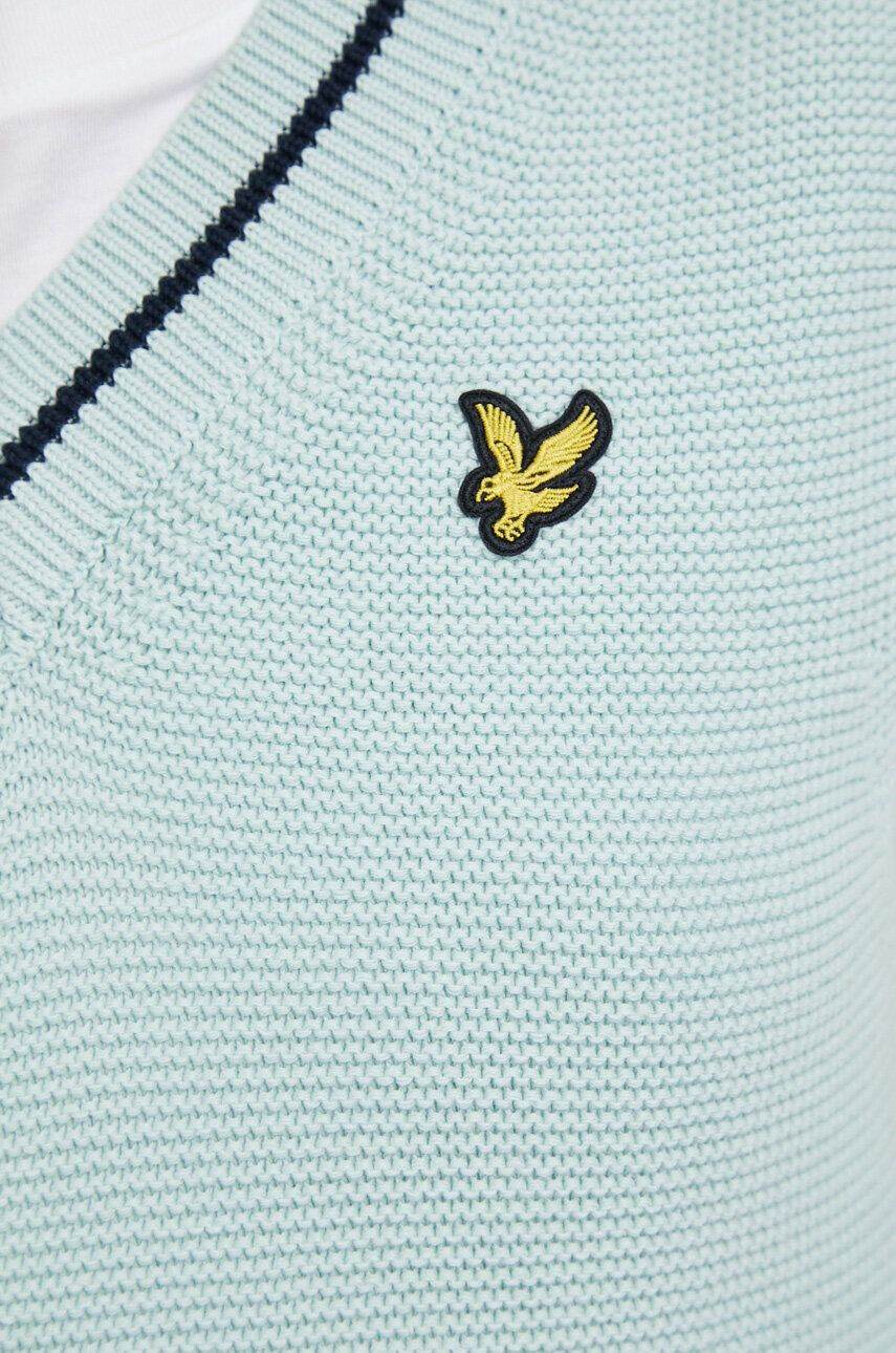 Lyle & Scott Bavlnená vesta zelená farba tenký - Pepit.sk