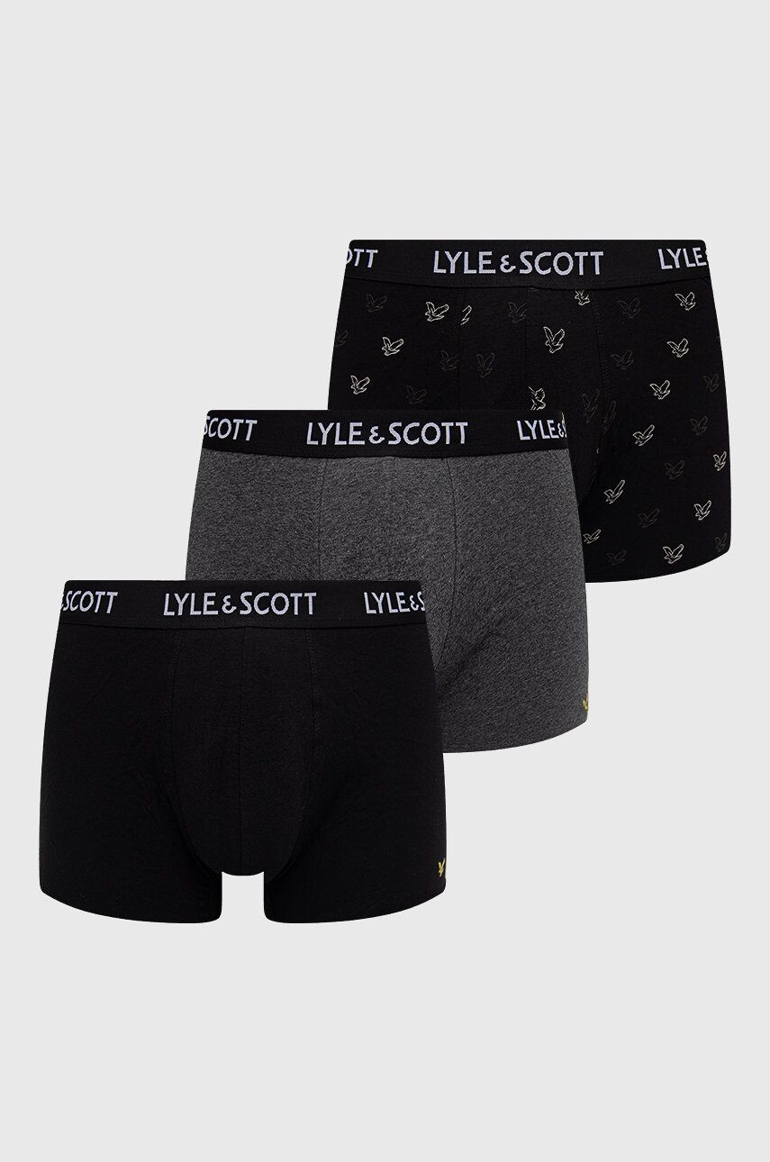 Lyle & Scott Boxerky 3-pak pánske čierna farba - Pepit.sk