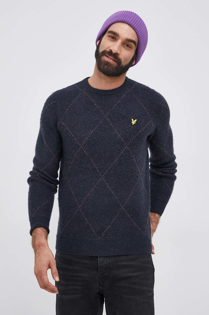 Lyle & Scott Sveter s prímesou vlny pánsky ružová farba tenký - Pepit.sk