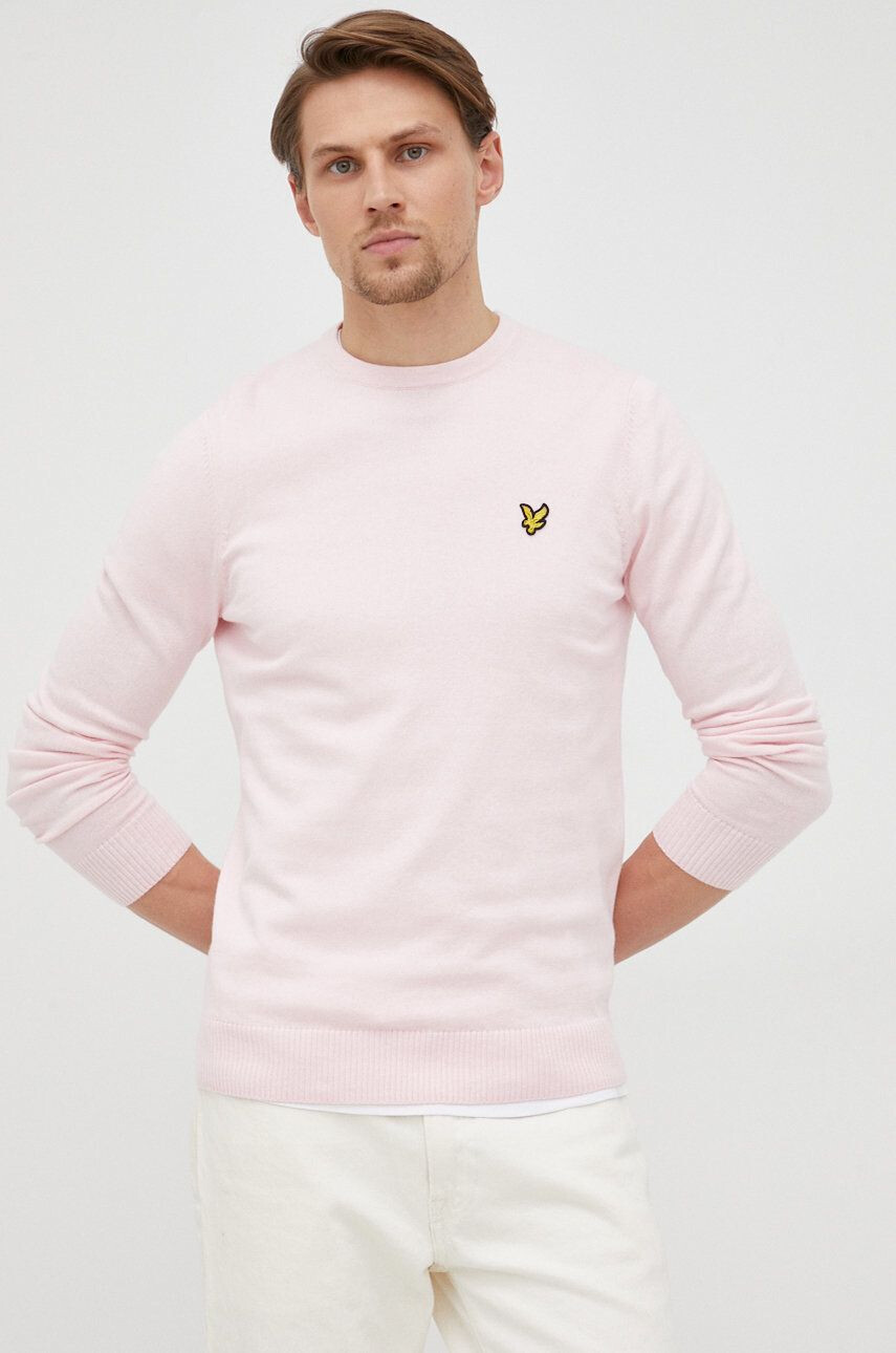 Lyle & Scott Sveter s prímesou vlny pánsky ružová farba tenký - Pepit.sk