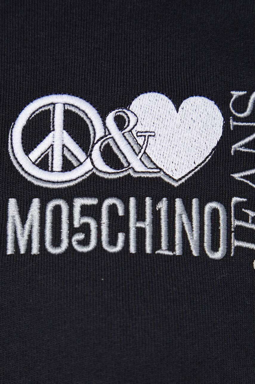 Moschino Jeans Bavlnená mikina dámska čierna farba s nášivkou - Pepit.sk