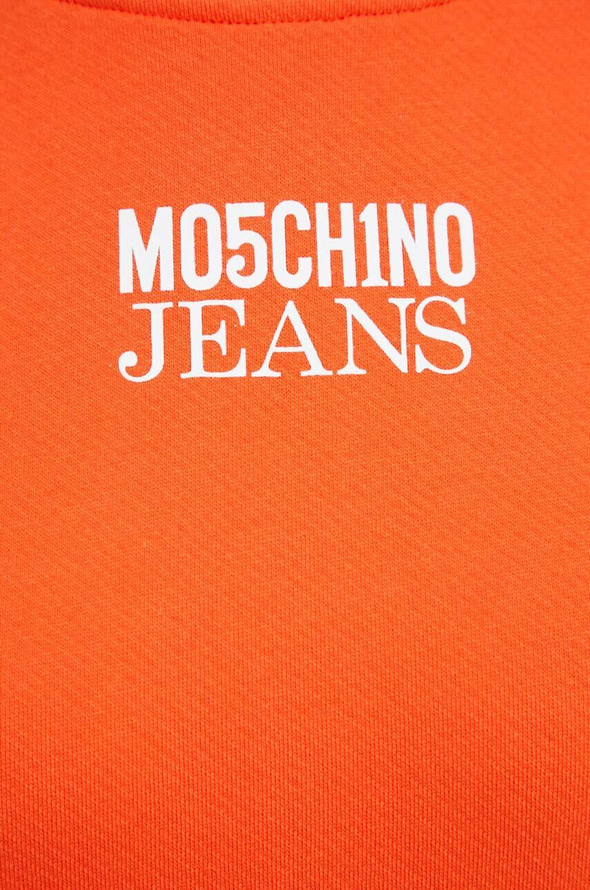 Moschino Jeans Bavlnená mikina dámska oranžová farba s potlačou - Pepit.sk