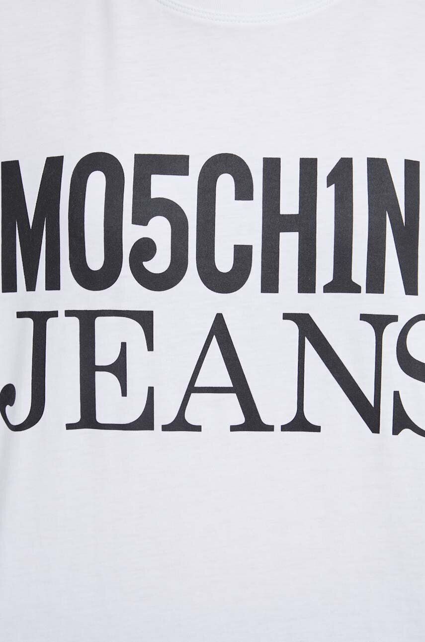 Moschino Jeans Bavlnené tričko biela farba - Pepit.sk