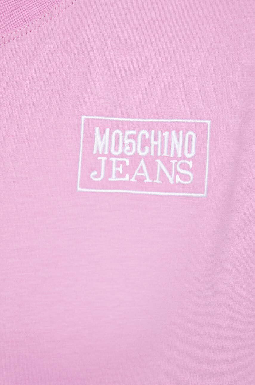 Moschino Jeans Bavlnené tričko ružová farba - Pepit.sk