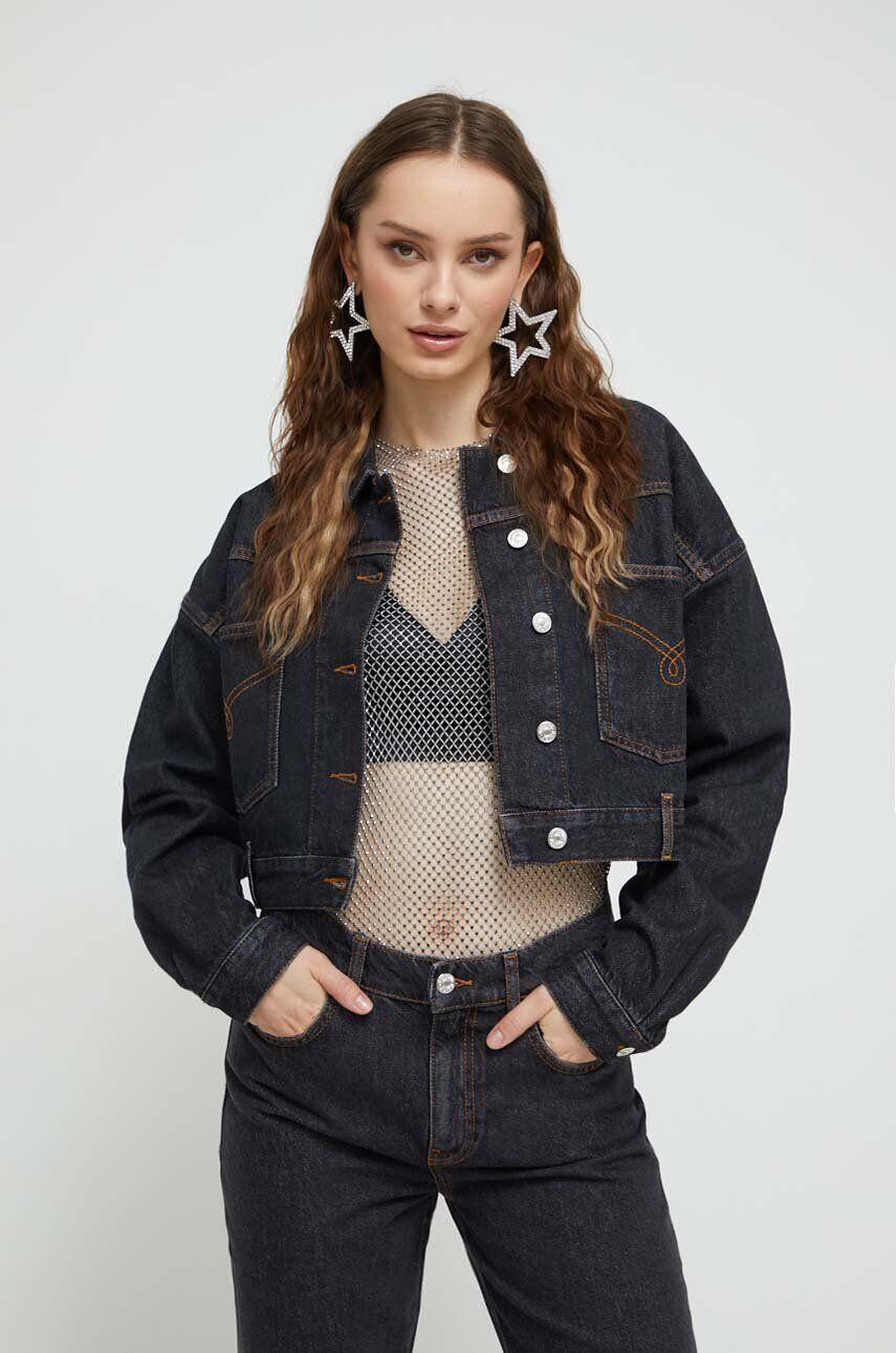 Moschino Jeans Rifľová bunda dámska čierna farba prechodná oversize - Pepit.sk