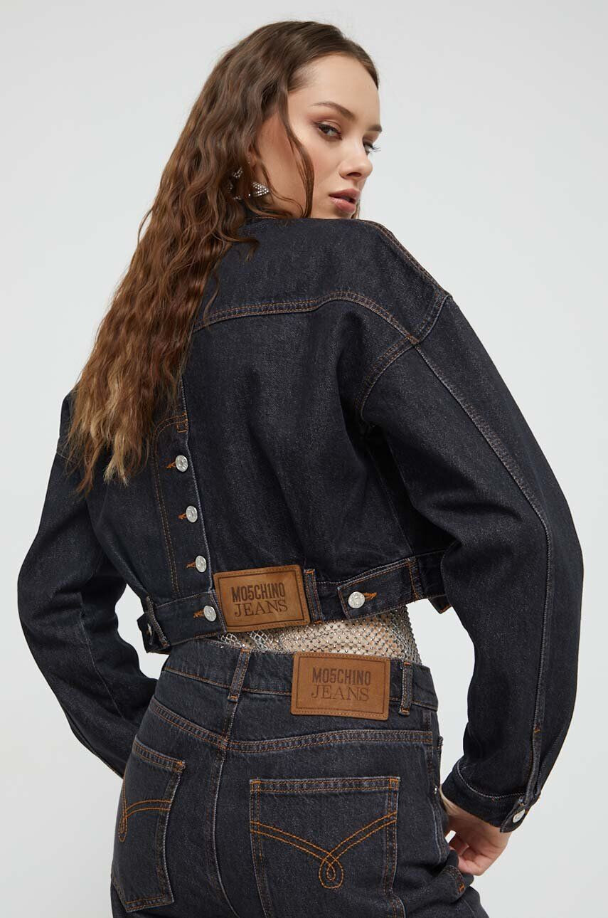 Moschino Jeans Rifľová bunda dámska čierna farba prechodná oversize - Pepit.sk