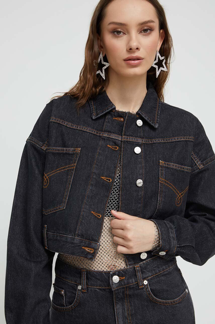 Moschino Jeans Rifľová bunda dámska čierna farba prechodná oversize - Pepit.sk