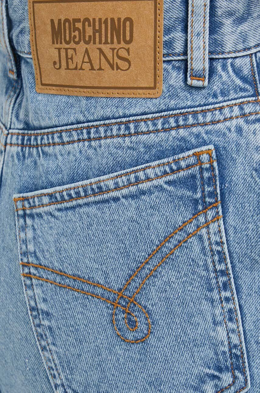 Moschino Jeans Rifľová sukňa čierna farba mini rovný strih - Pepit.sk