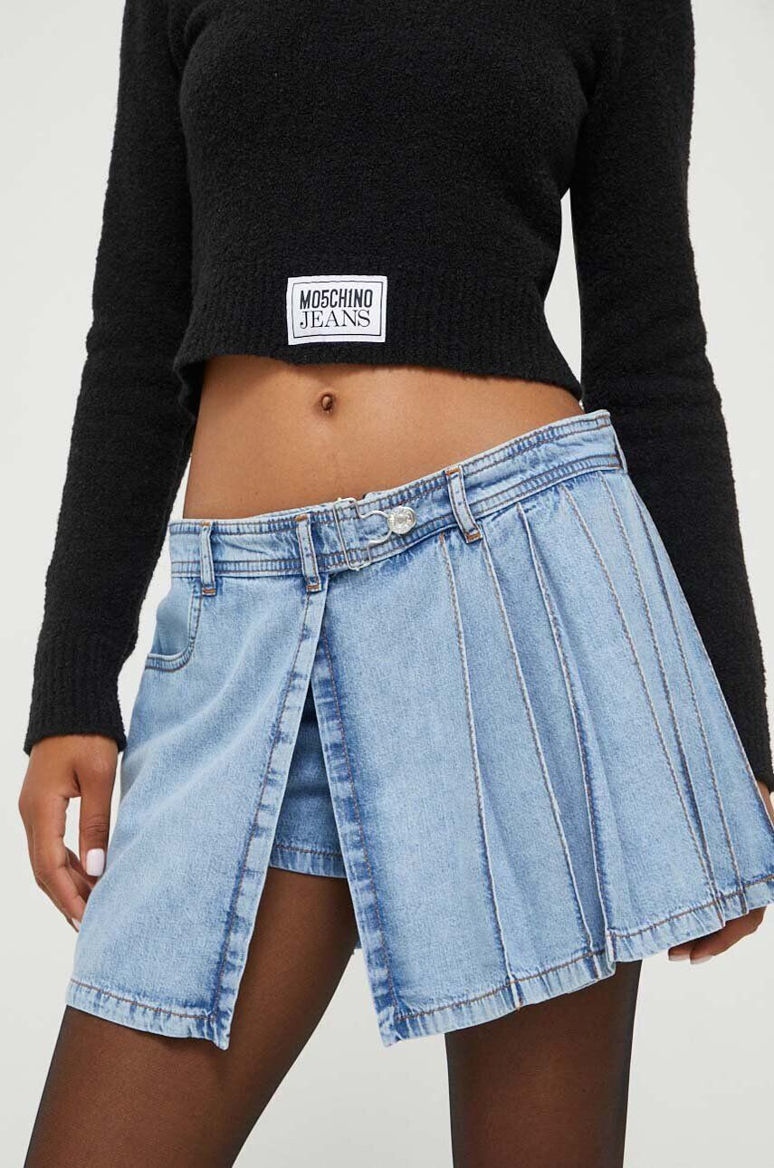 Moschino Jeans Rifľová sukňa mini áčkový strih - Pepit.sk