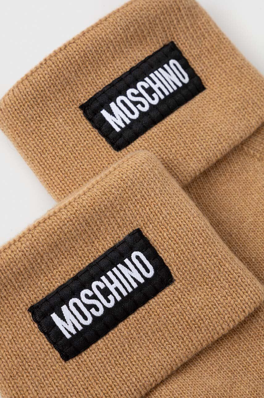 Moschino Kašmírové rukavice hnedá farba - Pepit.sk