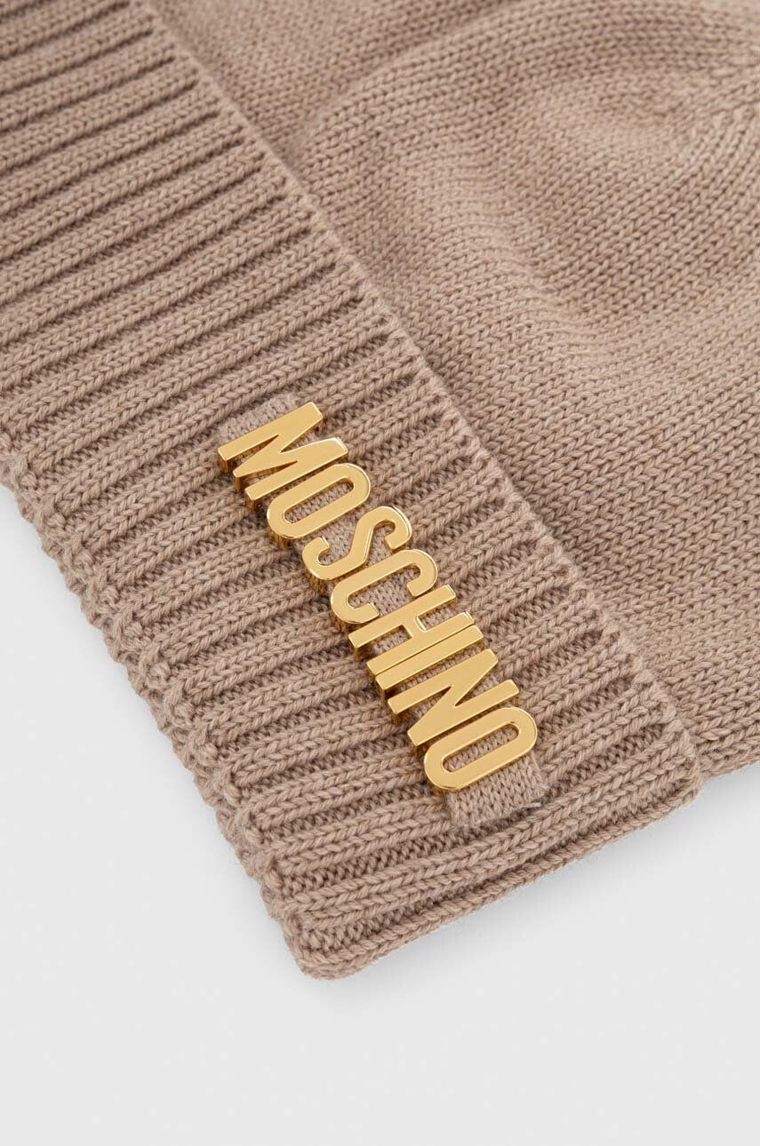 Moschino Vlnená čiapka béžová farba z tenkej pleteniny vlnená - Pepit.sk