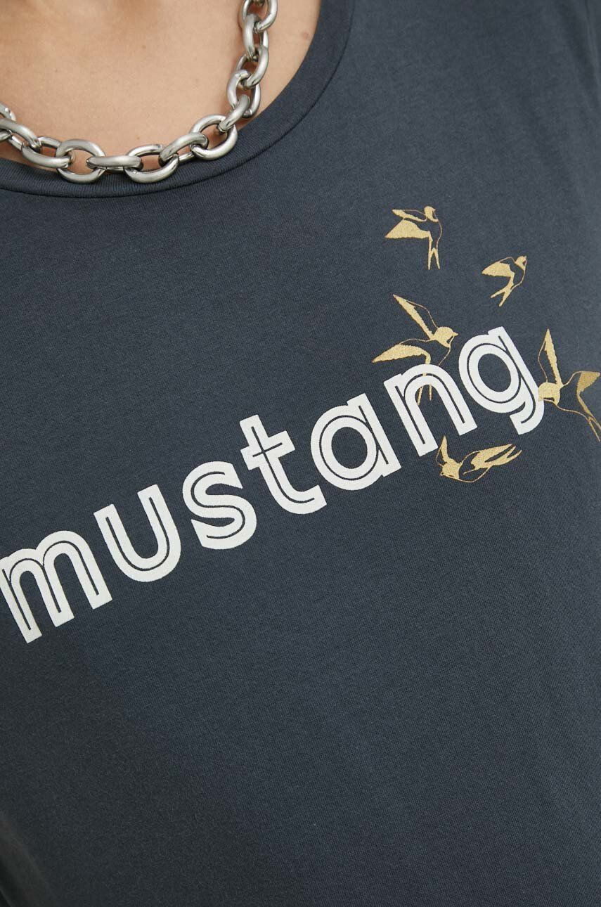 Mustang Bavlnené tričko šedá farba - Pepit.sk