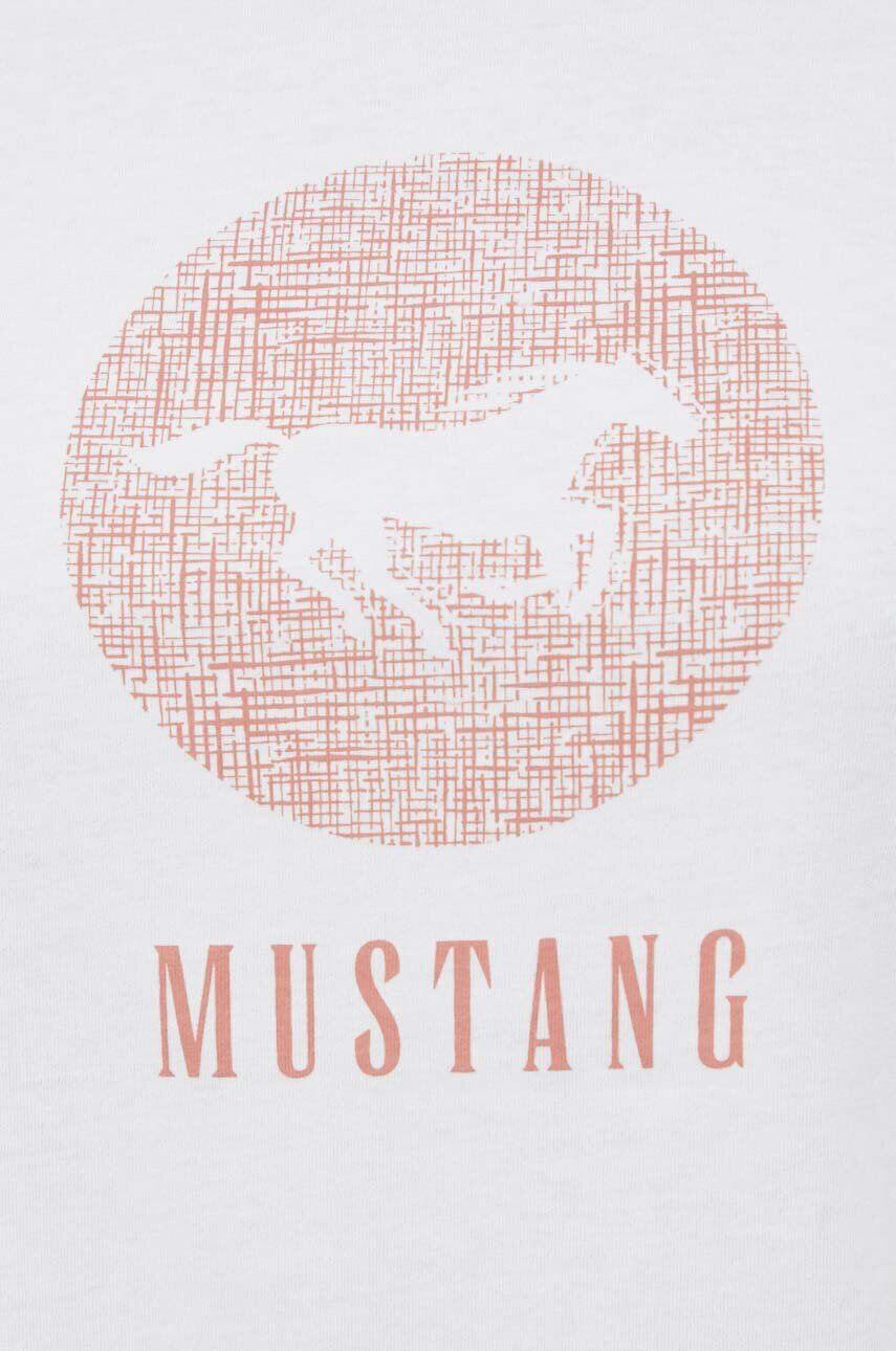 Mustang Bavlnené tričko biela farba - Pepit.sk