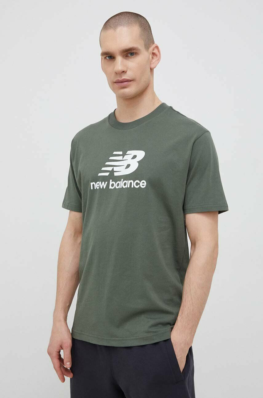 New Balance Bavlnené tričko MT31541DON-DON zelená farba vzorované - Pepit.sk