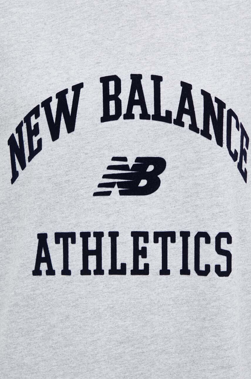 New Balance Bavlnené tričko šedá farba - Pepit.sk