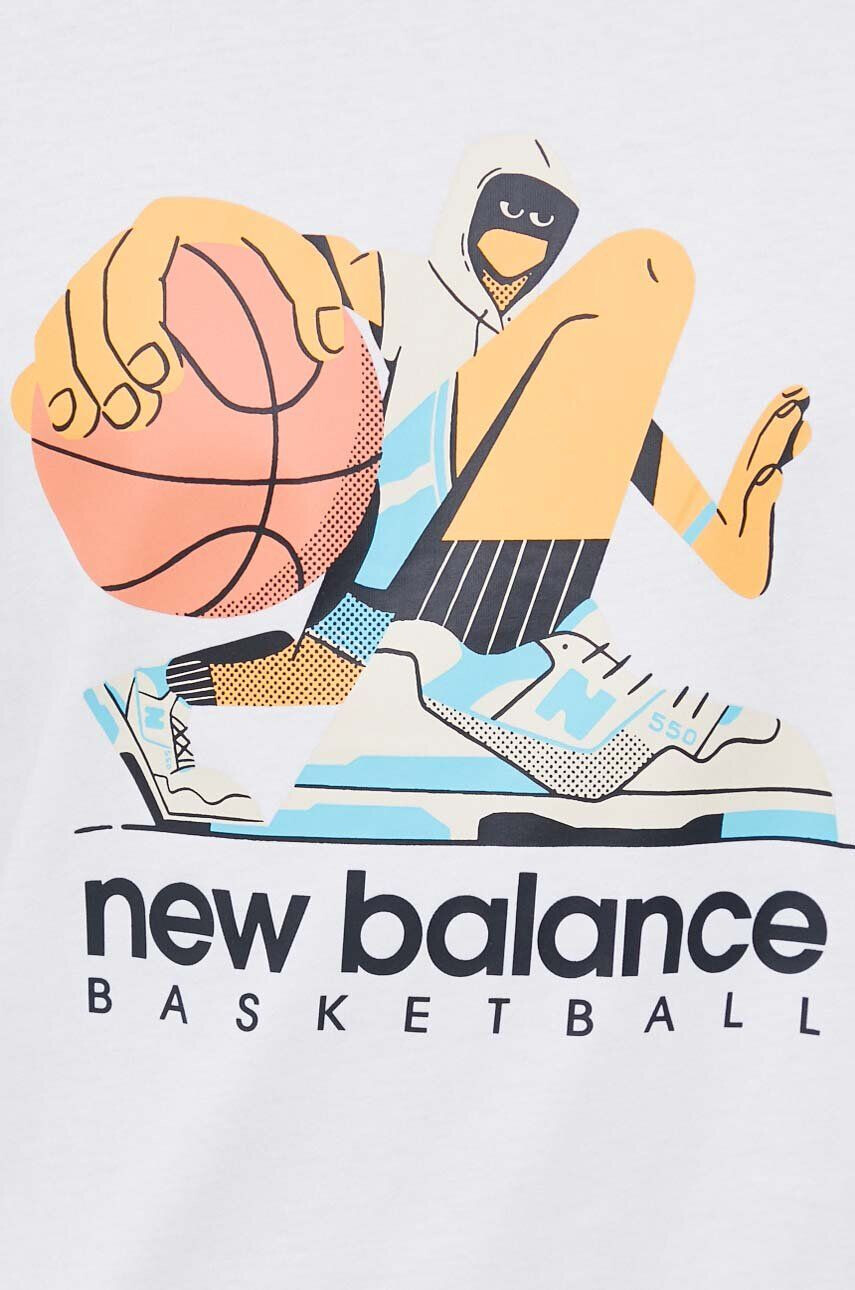 New Balance Bavlnené tričko biela farba s potlačou - Pepit.sk