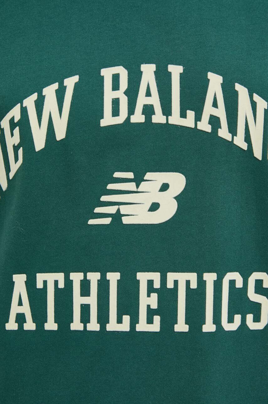 New Balance Bavlnené tričko pánsky béžová farba s potlačou - Pepit.sk