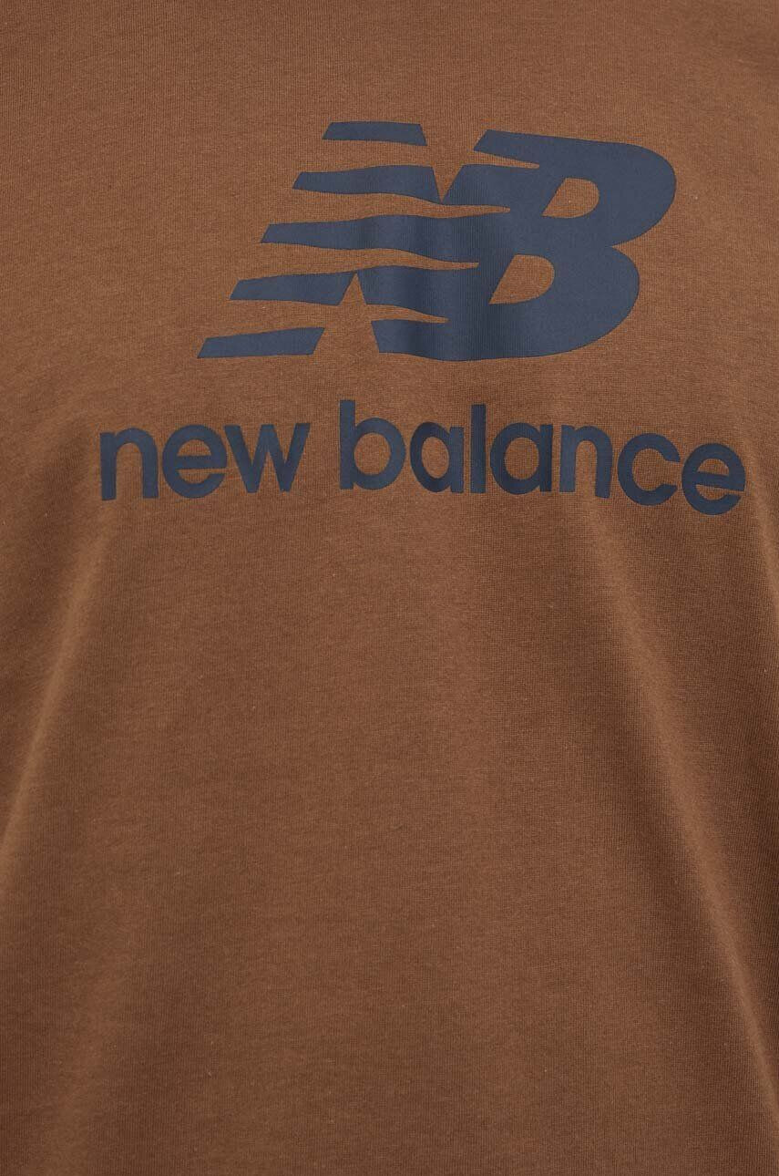 New Balance Bavlnené tričko hnedá farba s potlačou - Pepit.sk