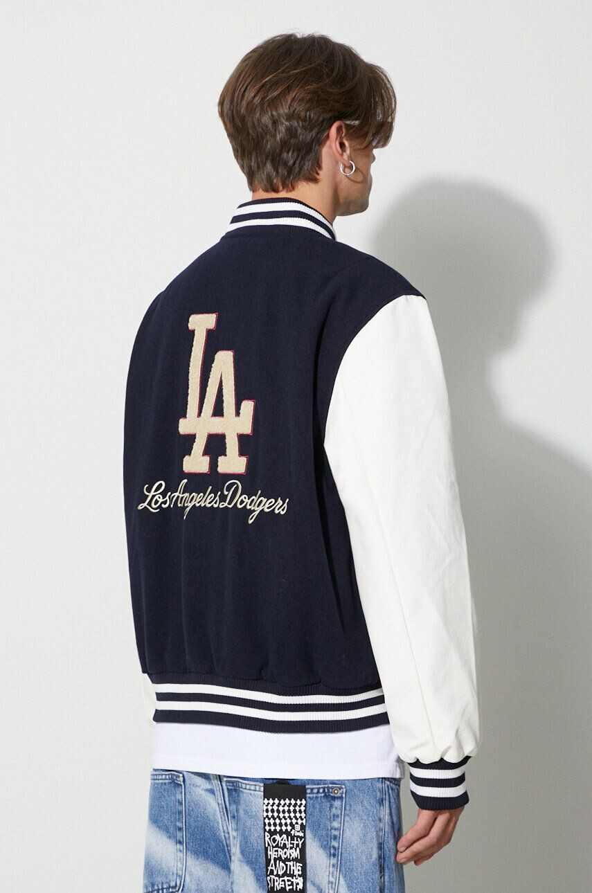 New Era Bunda bomber s prímesou vlny tmavomodrá farba prechodná LOS ANGELES DODGERS - Pepit.sk