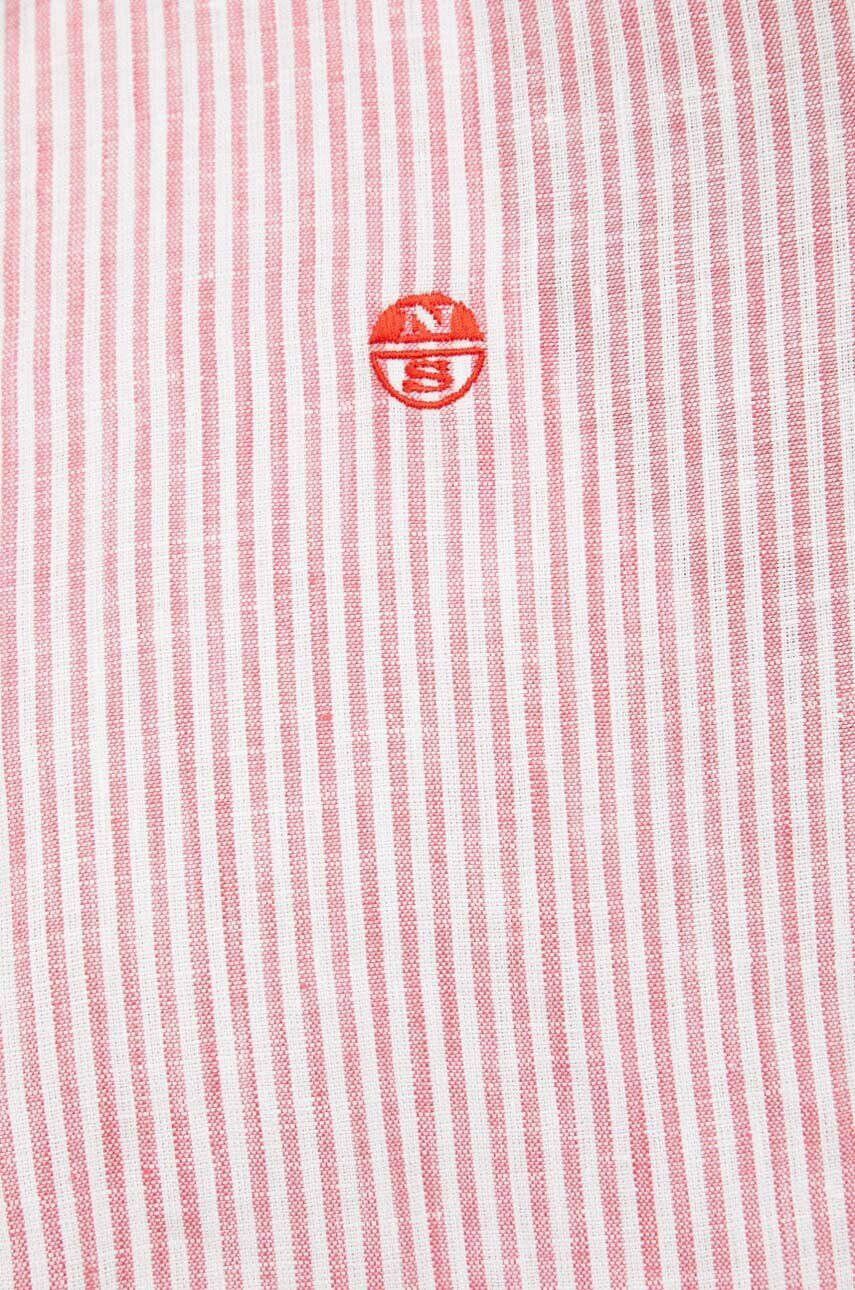 North Sails Ľanová košeľa ružová farba regular s golierom button-down - Pepit.sk