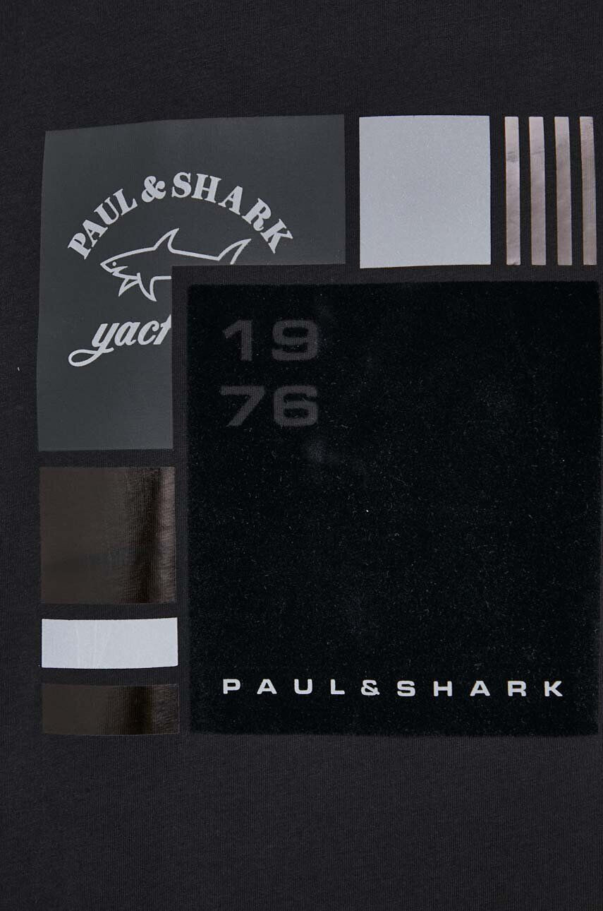 Paul&Shark Bavlnené tričko čierna farba s potlačou - Pepit.sk