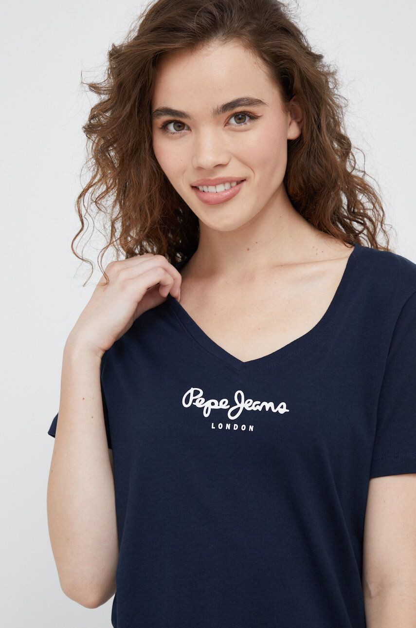 Pepe Jeans Bavlnené tričko tmavomodrá farba - Pepit.sk