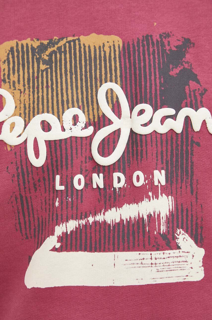 Pepe Jeans Bavlnená mikina Melbourne pánska ružová farba s potlačou - Pepit.sk