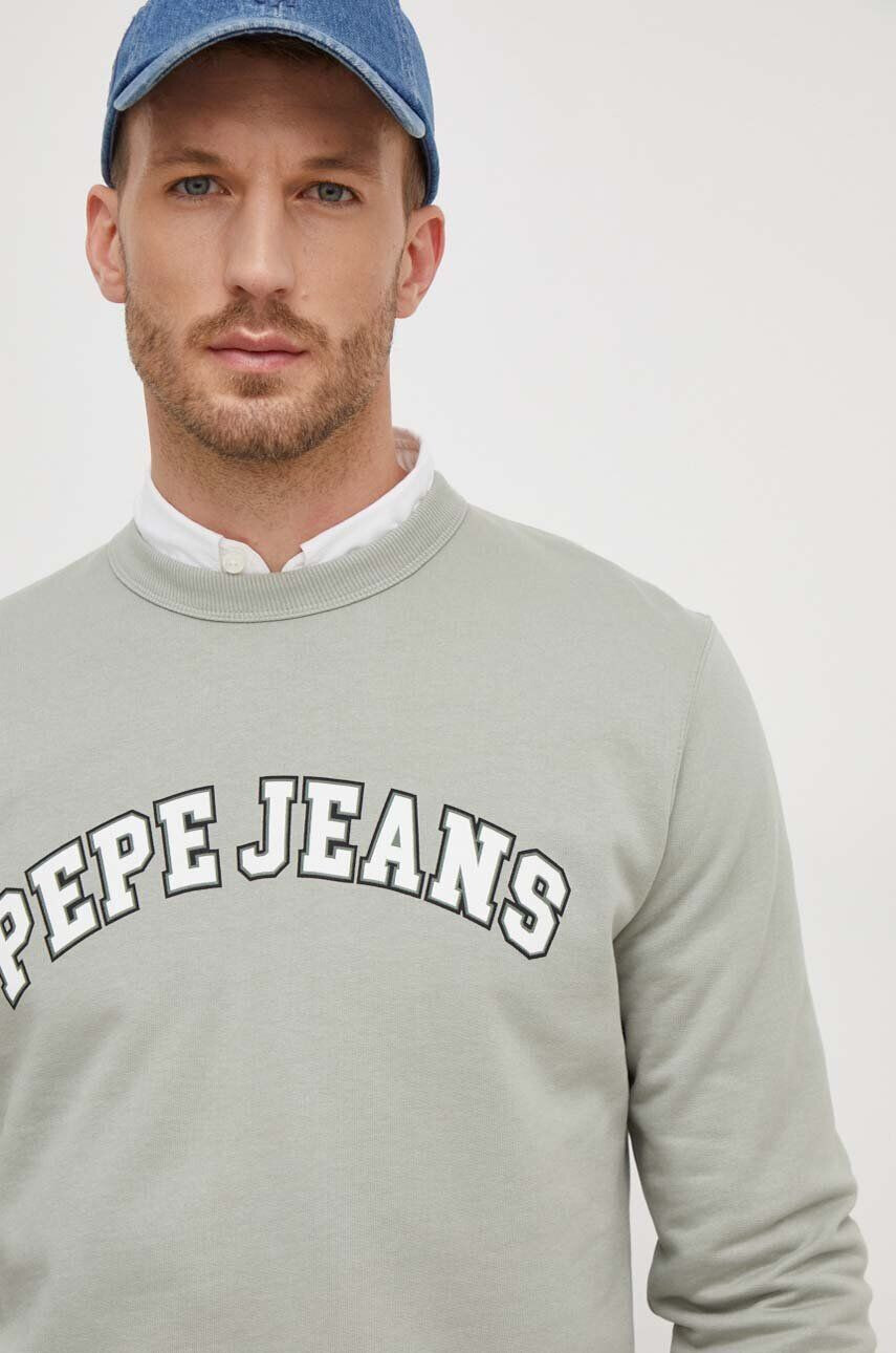 Pepe Jeans Bavlnená mikina Raven pánska zelená farba s potlačou - Pepit.sk