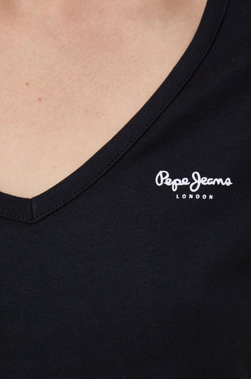 Pepe Jeans Bavlnené tričko čierna farba - Pepit.sk