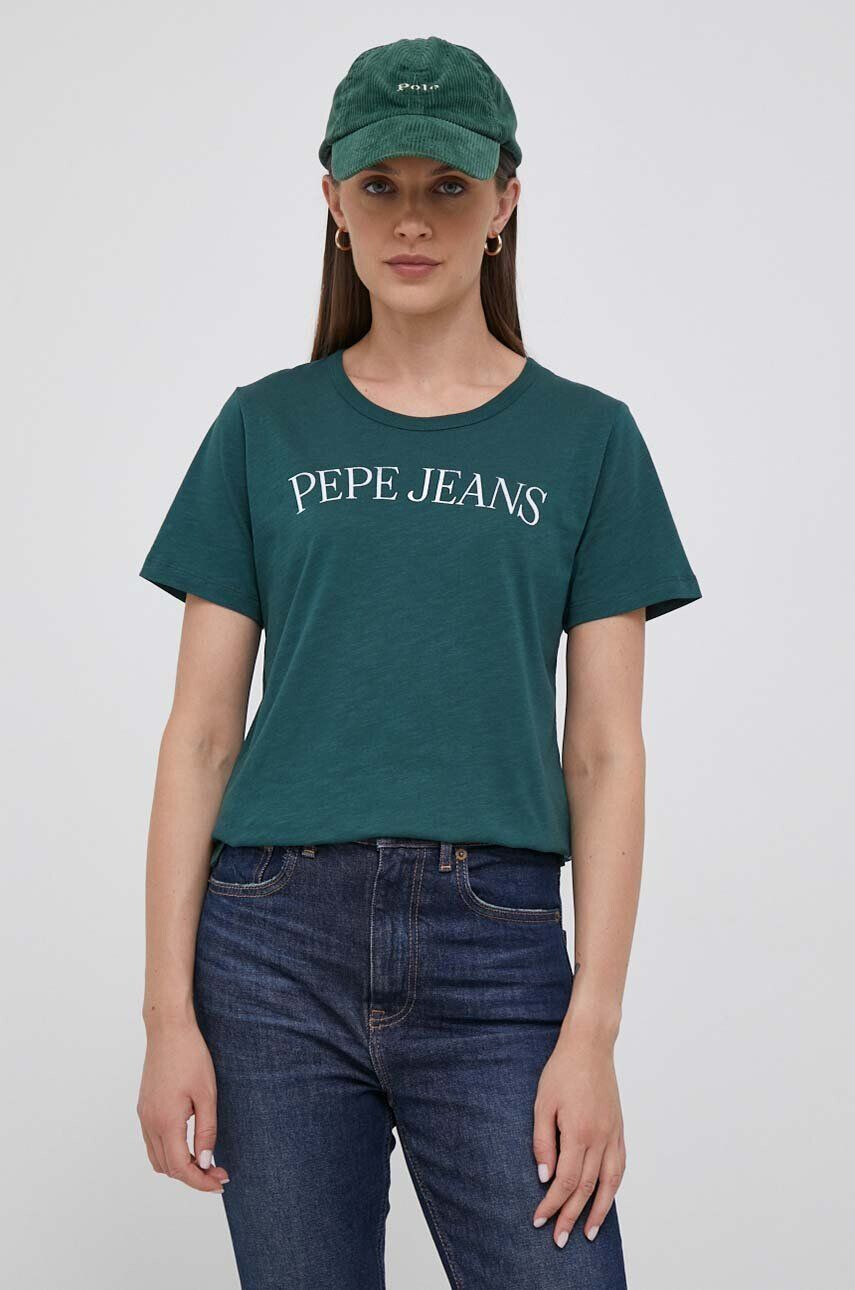 Pepe Jeans Bavlnené tričko zelená farba - Pepit.sk