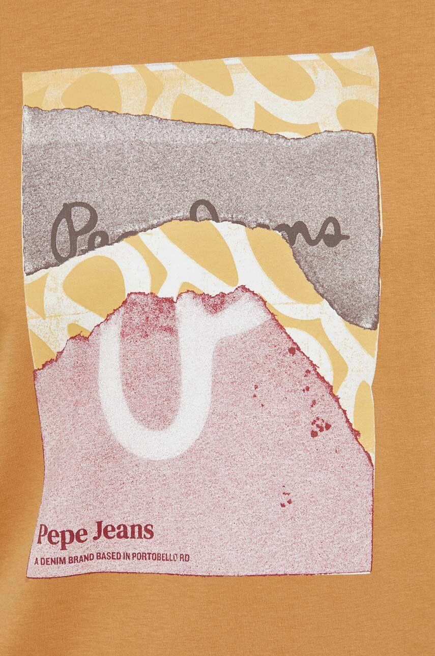 Pepe Jeans Bavlnené tričko dámsky hnedá farba - Pepit.sk