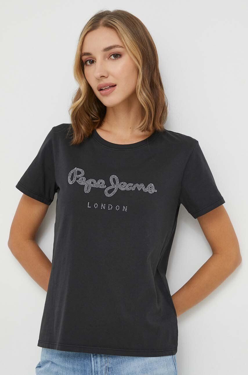 Pepe Jeans Bavlnené tričko dámsky čierna farba - Pepit.sk