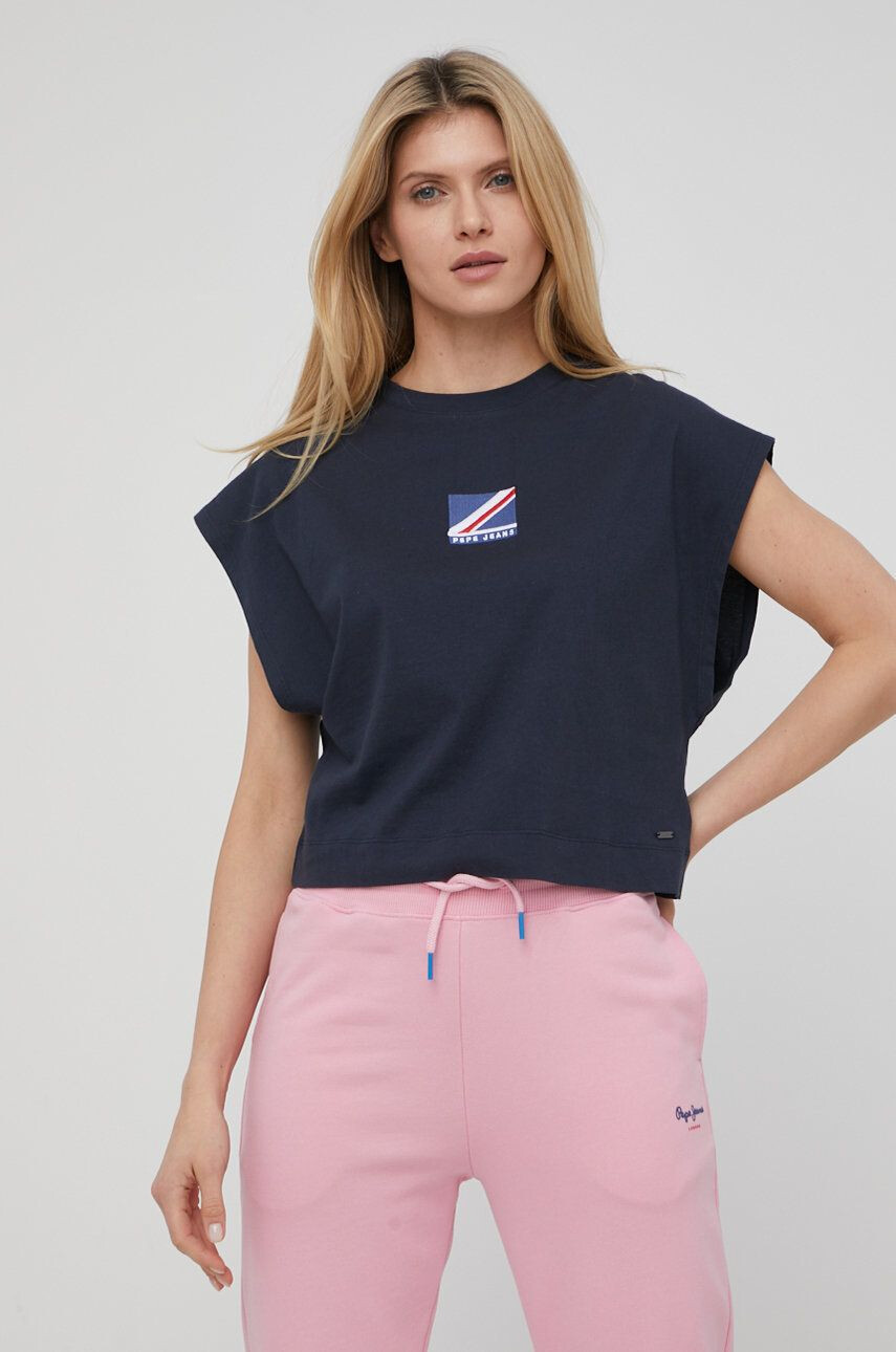 Pepe Jeans Bavlnené tričko Charlotte Tee tmavomodrá farba - Pepit.sk