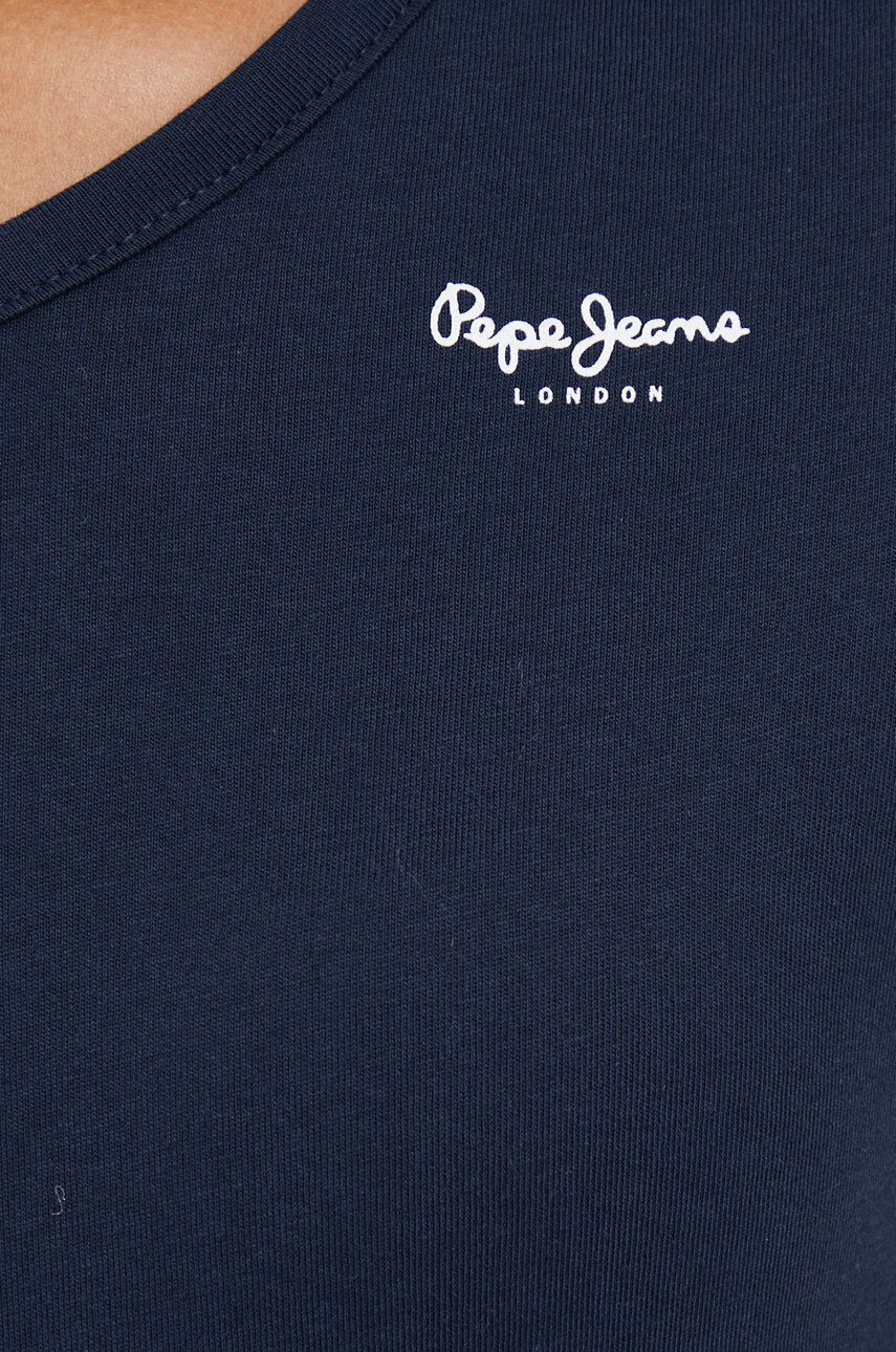 Pepe Jeans Bavlnené tričko s dlhým rukávom tmavomodrá farba - Pepit.sk