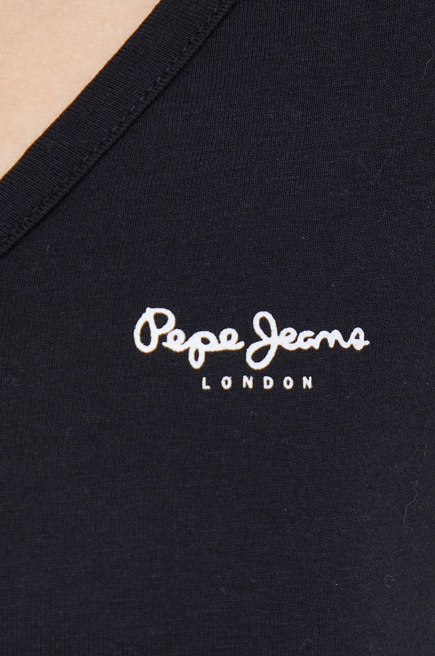 Pepe Jeans Bavlnené tričko s dlhým rukávom čierna farba - Pepit.sk