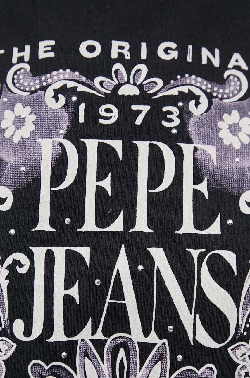 Pepe Jeans Bavlnené tričko s dlhým rukávom Lulu čierna farba - Pepit.sk