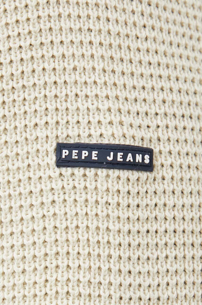 Pepe Jeans Bavlnený sveter Dean béžová farba s polorolákom - Pepit.sk