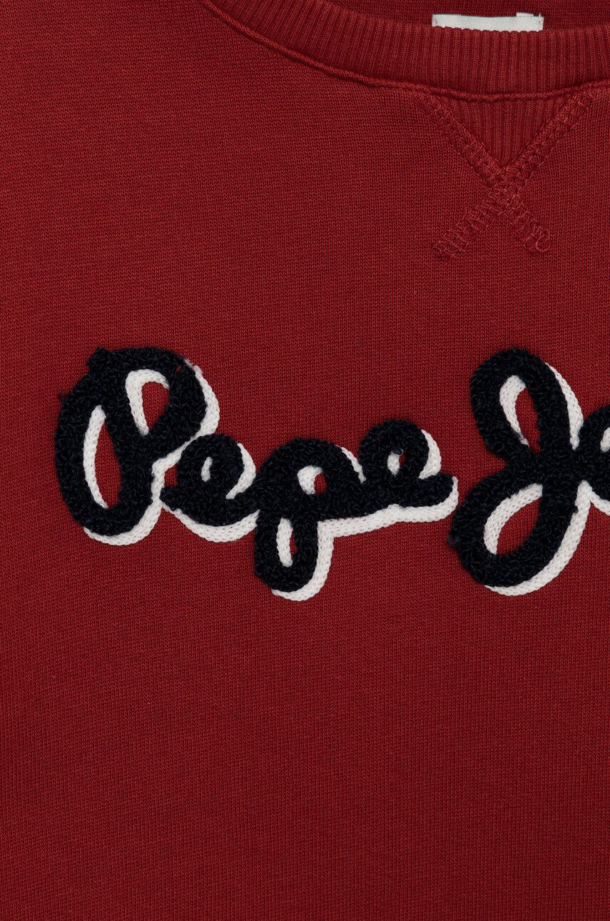 Pepe Jeans Detská bavlnená mikina bordová farba s nášivkou - Pepit.sk