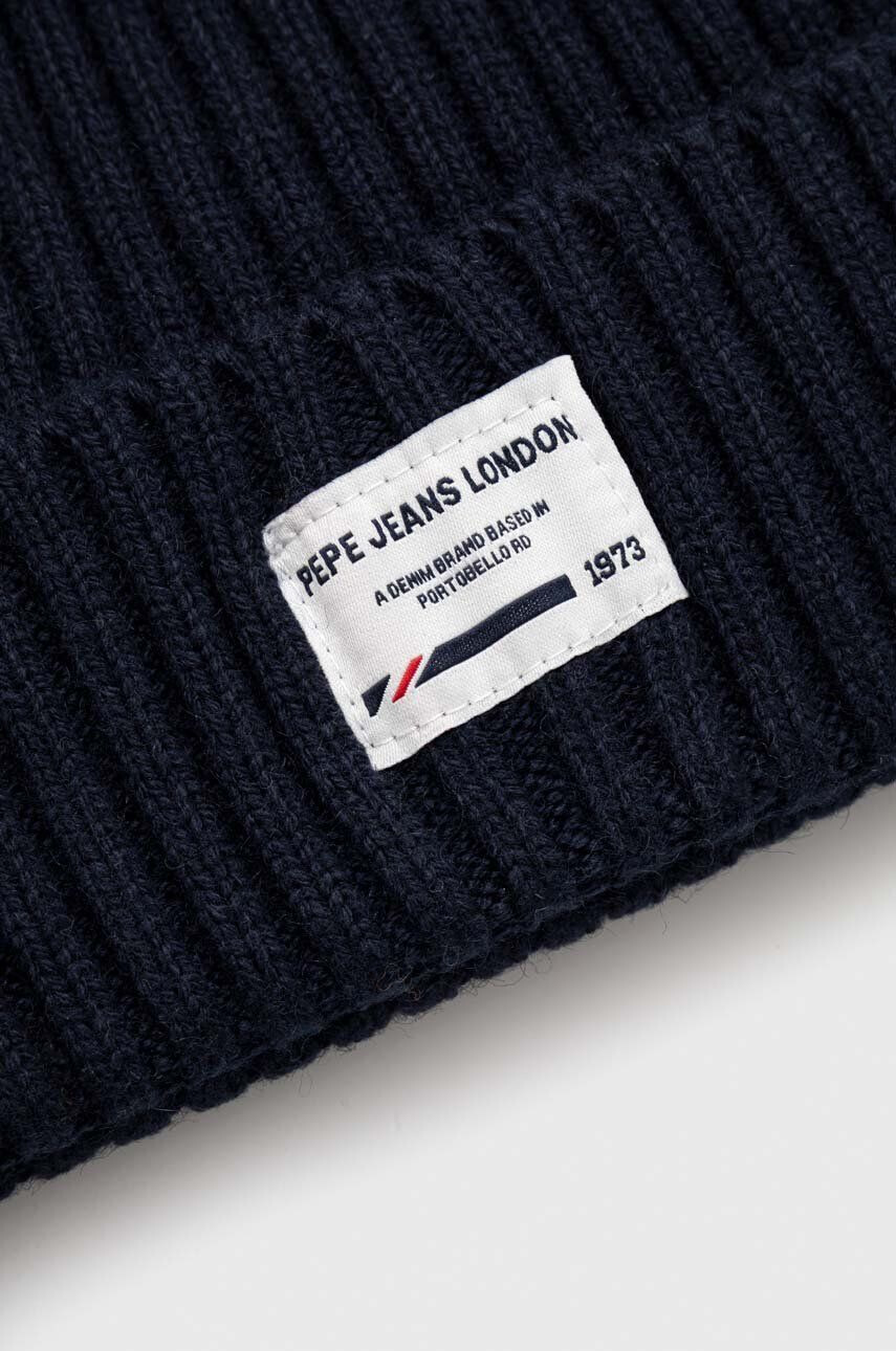 Pepe Jeans Detská čiapka s prímesou vlny tmavomodrá farba biela - Pepit.sk