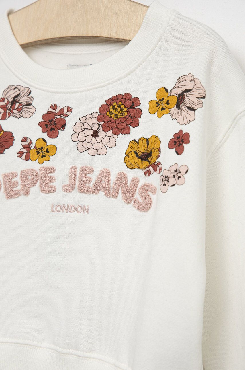 Pepe Jeans Detská mikina Eleanor béžová farba s potlačou - Pepit.sk